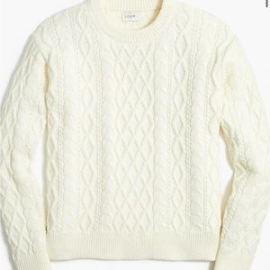 JCrew White Cable Knit crewneck sweater 100% Cotton White Ivory Small
